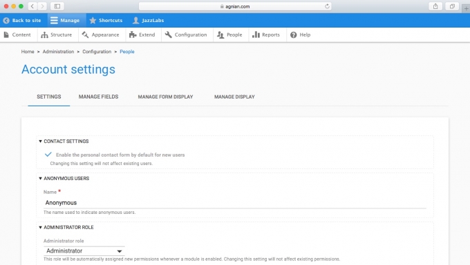 Agnian Material Design Account Settings Drupal 8