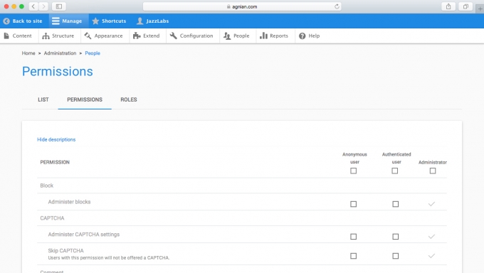 Agnian Material Design Permissions Drupal 8