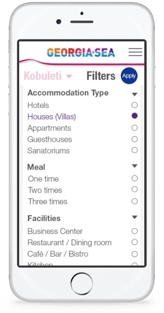 Georgia Sea - Mobile Filtering page